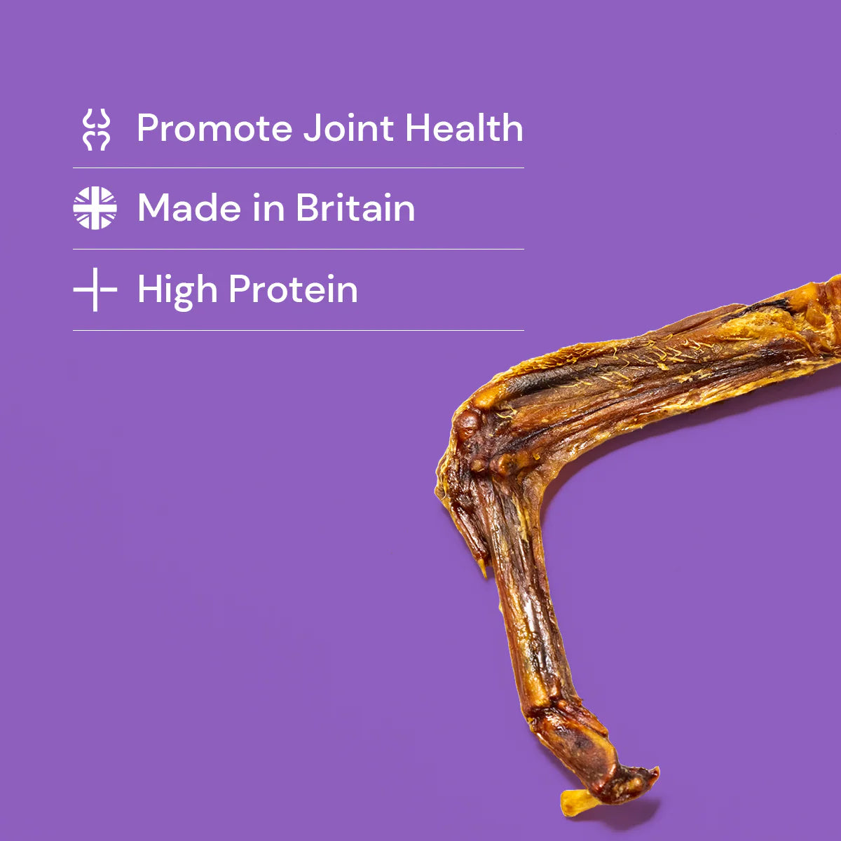 Dried duck wing dog treat — promotes joint health, made in Britain, high protein