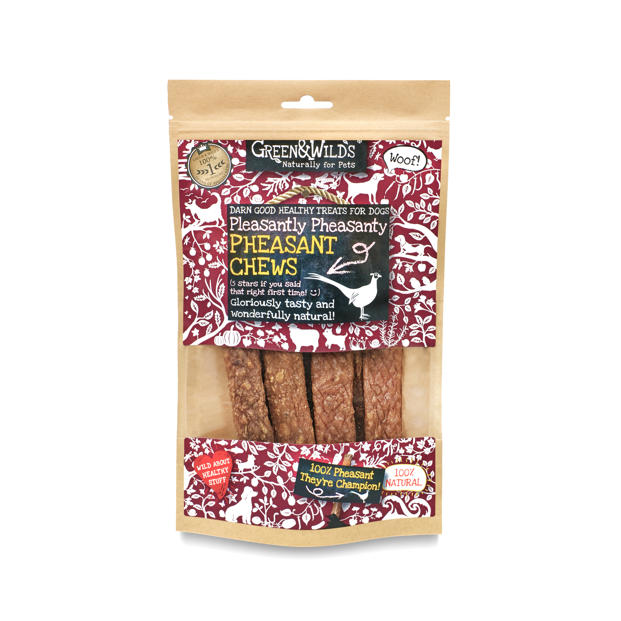 Green & Wilds Pleasantly Pheasanty Pheasant Chews 100g pack