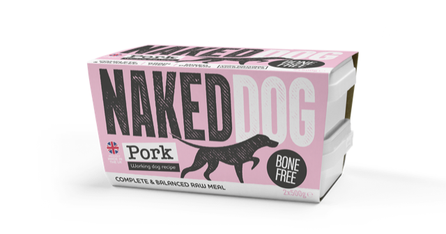 NAKEDDOG Original Working Dog Bone Free Pork 2x500g, side of pack