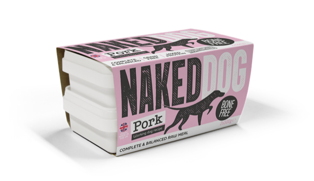 NAKEDDOG Original Working Dog Bone Free Pork 2x500g, tub with lid off
