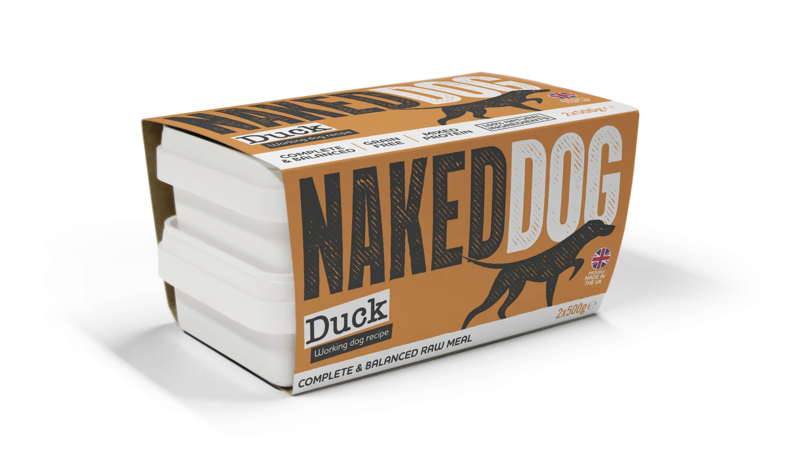NAKEDDOG Original Working Dog Duck 2x500g, side of pack