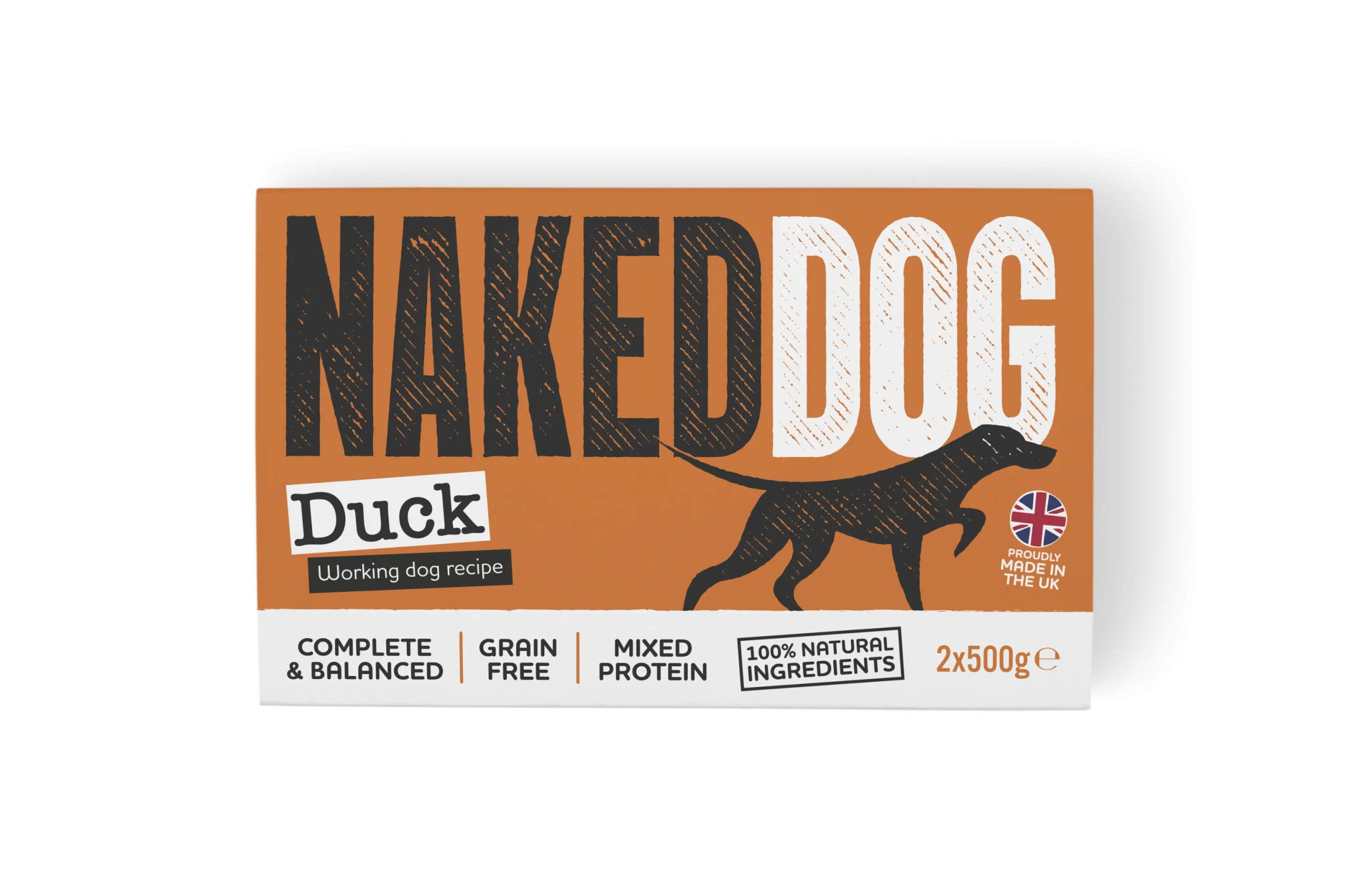 NAKEDDOG Original Working Dog Duck 2x500g, tub with lid off