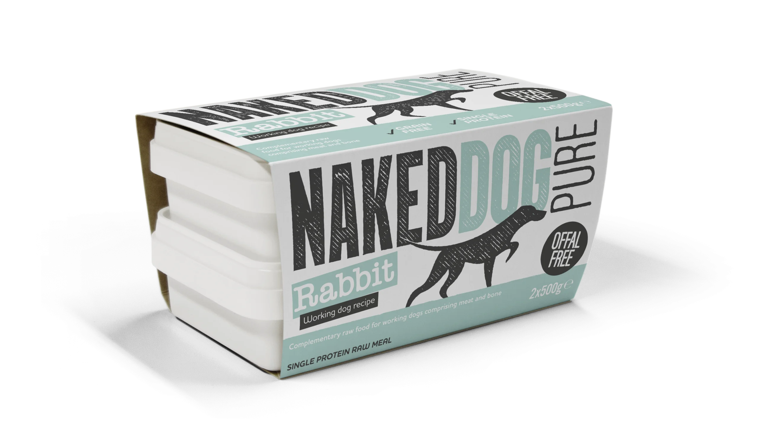 NAKEDDOG Pure Working Dog Offal Free Rabbit 2x500g, side of pack